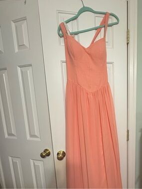 NEW Azazie Coral Asymmetrical Bridesmaid Dress